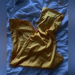 satin gold backless dress